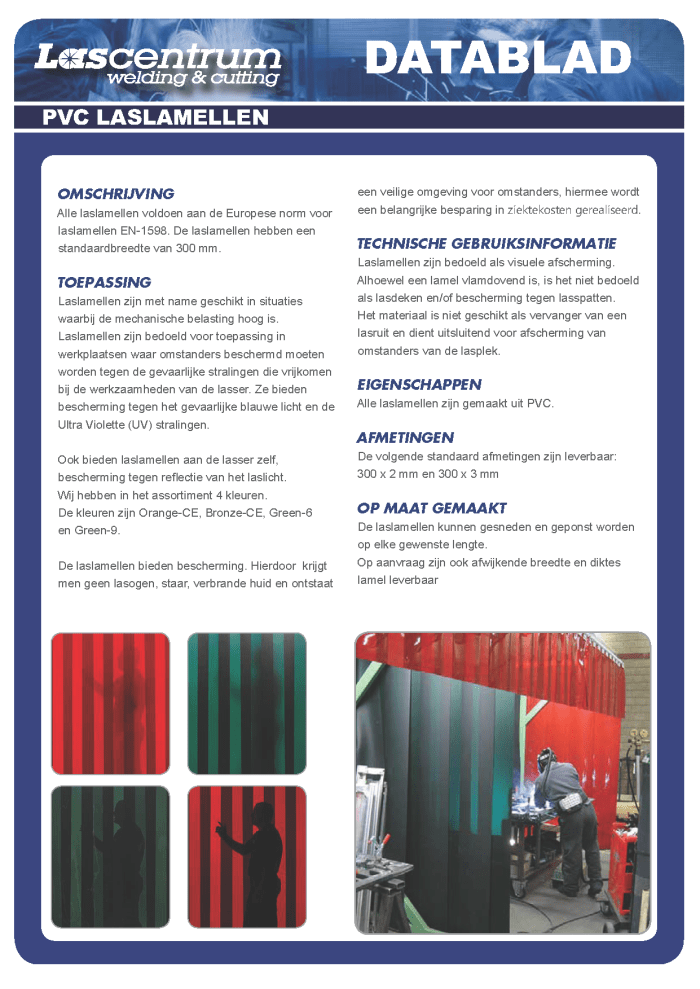 Laslamellen datasheet