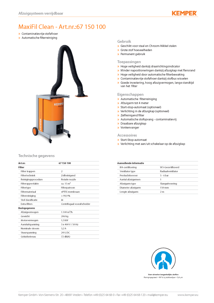 MaxiFil Clean lasrookfilter Datasheet