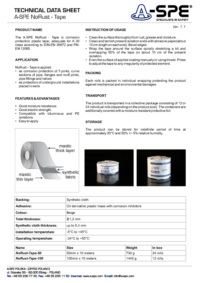 Mareflex NoRust Tape Datasheet