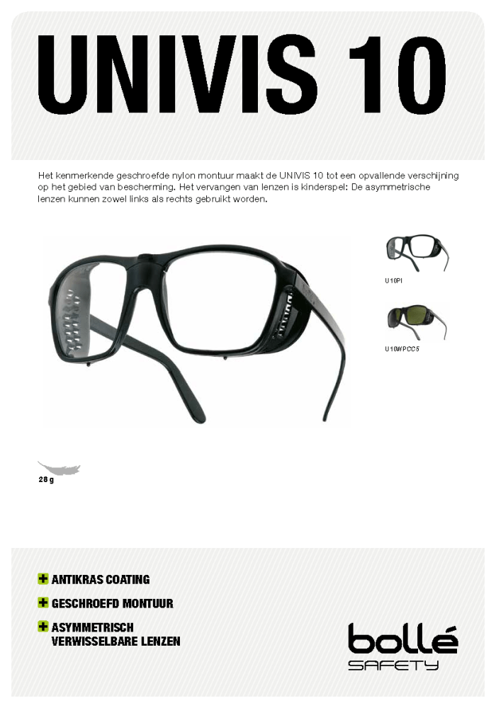 BOLLÉ Safety UNIVIS10 Datasheet