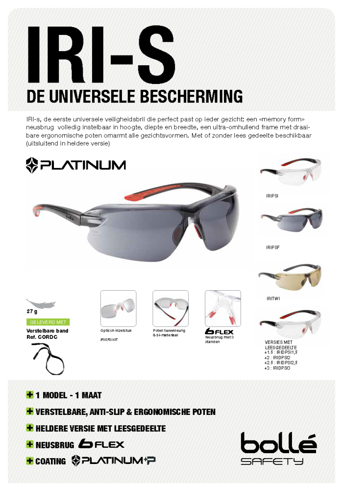 Veiligheidsbrillen IRI-S Datasheet