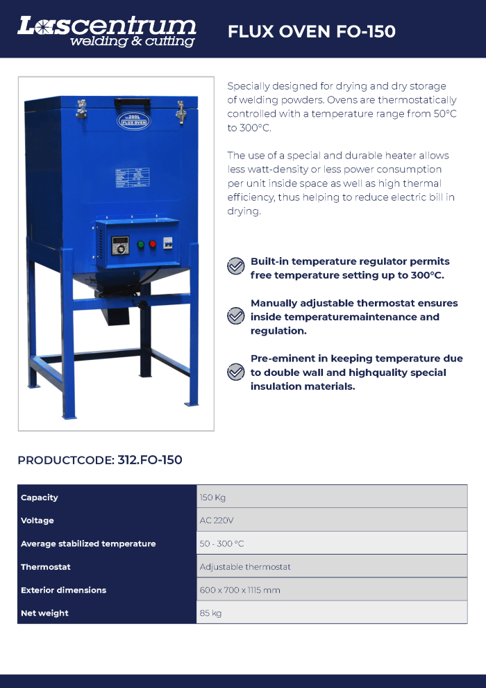 Flux oven 150 Datasheet
