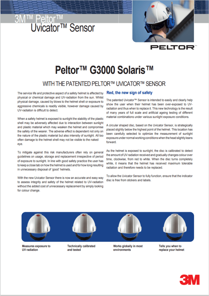 Datasheet 3M™ G3000 Veiligheidshelm