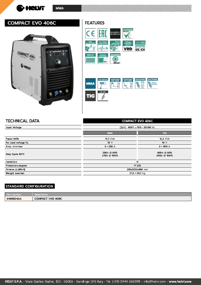 Helvi Compact EVO 406C datasheet