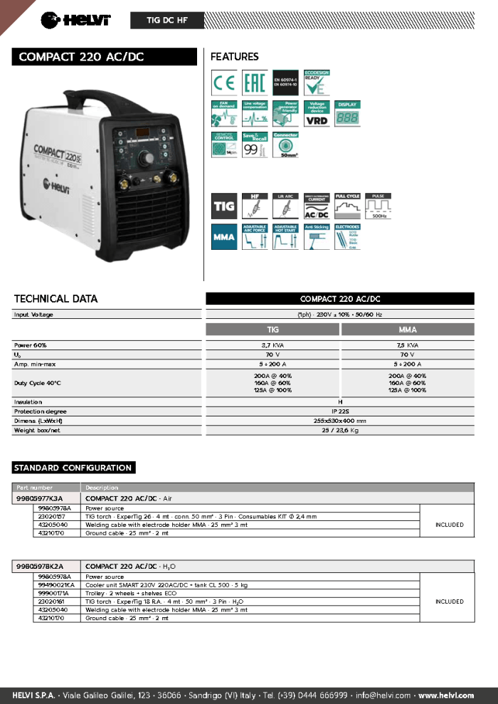 Helvi Compact 220 ACDC datasheet