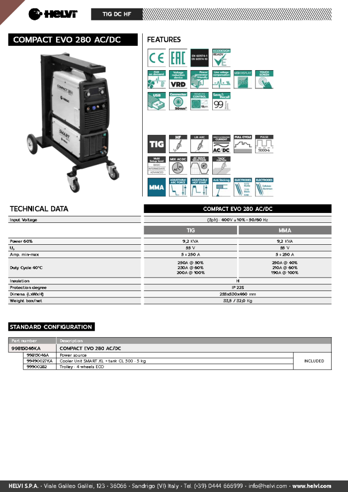 Helvi COMPACT EVO 280 ACDC datasheet