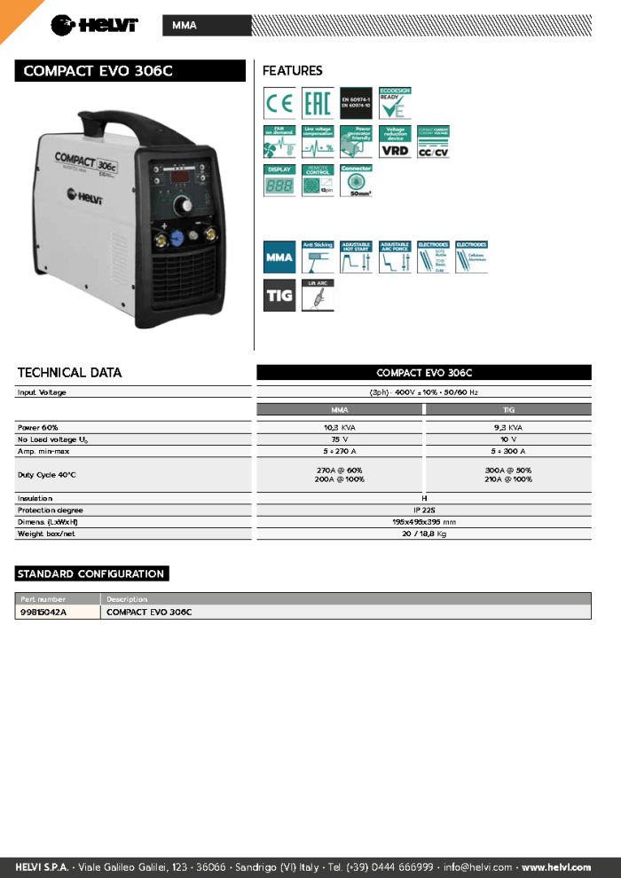 Helvi COMPACT EVO 306C datasheet