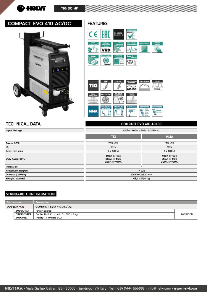 Helvi Compact EVO 410 ACDC datasheet