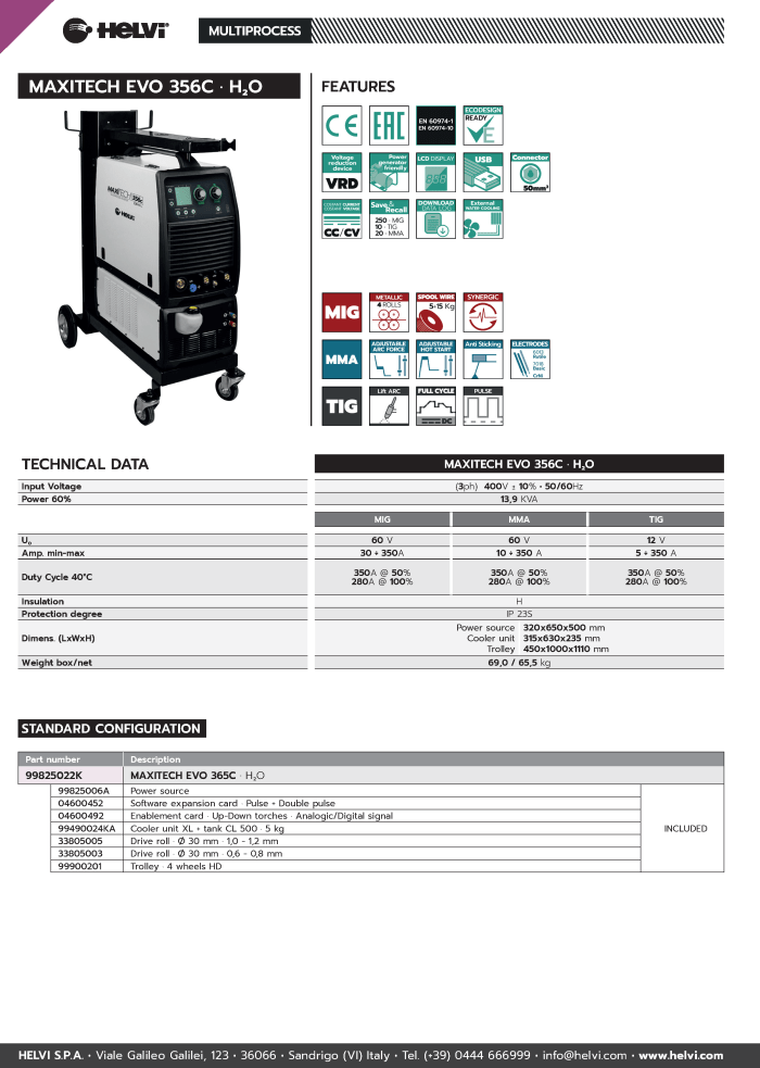 Helvi MAXITECH EVO 356C datasheet