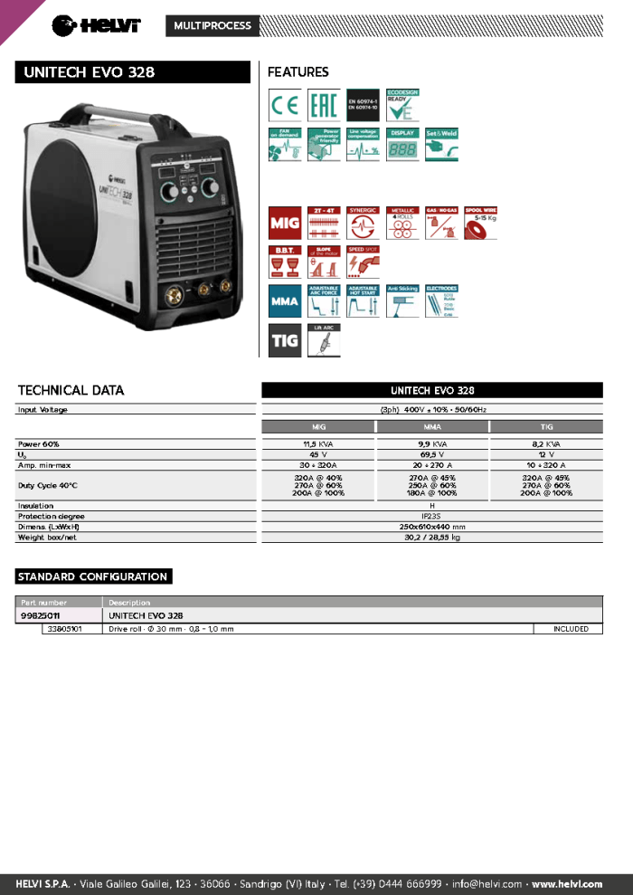 Helvi UNITECH EVO 328 datasheet