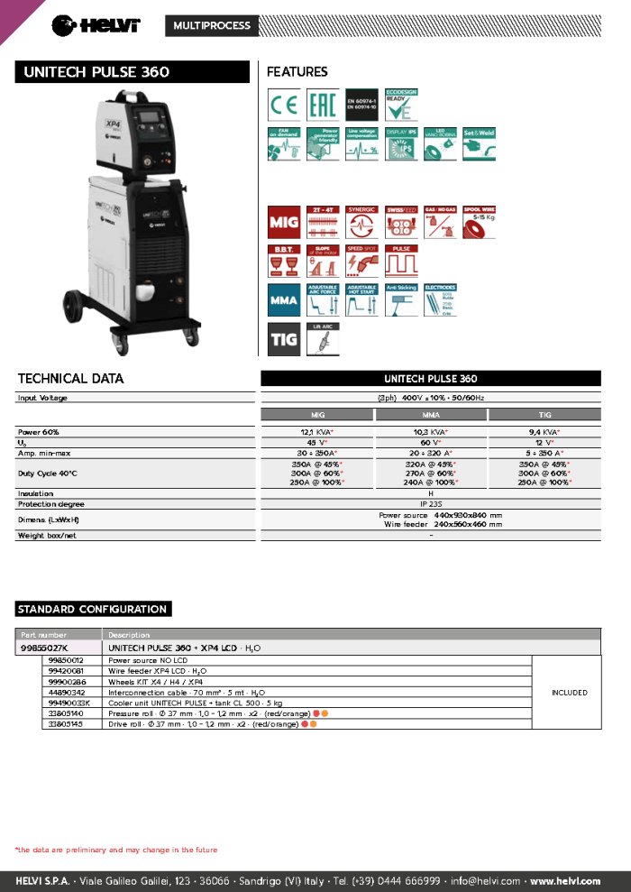 Helvi UniTECH PULSE 360 datasheet