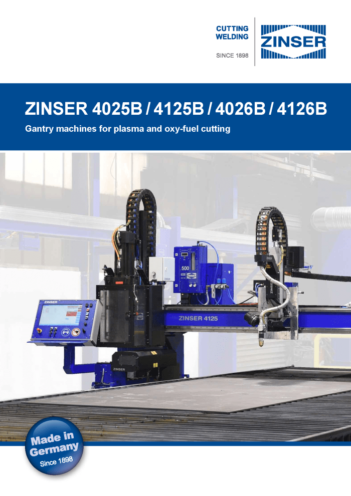 ZINSER CNC Plasma and Oxy-fuel Gantry Cutting Machines datasheet