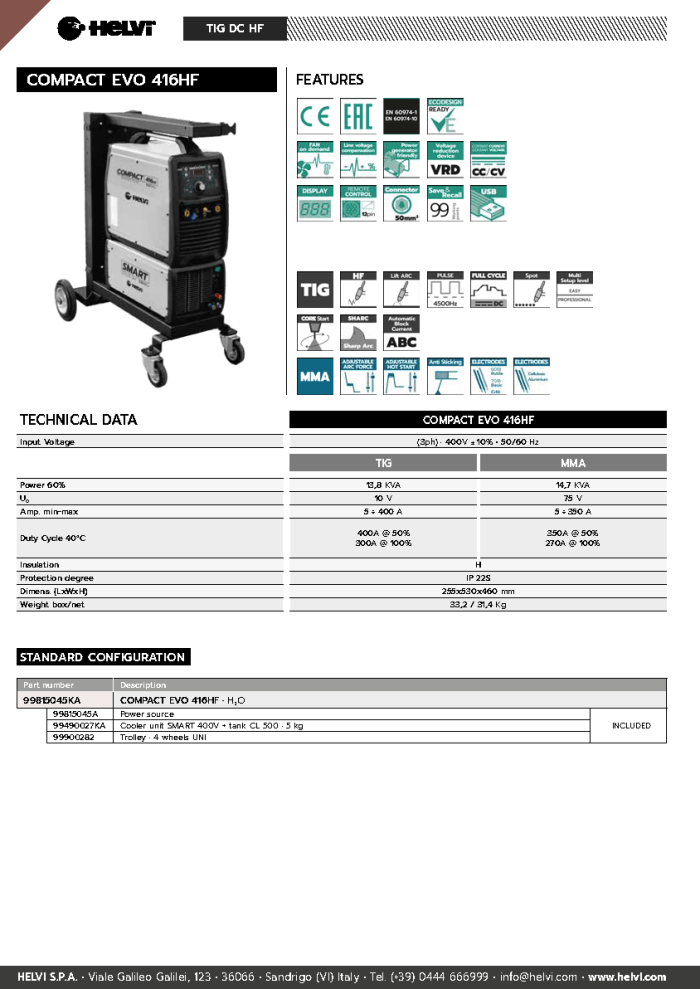 Helvi Compact EVO 416HF datasheet