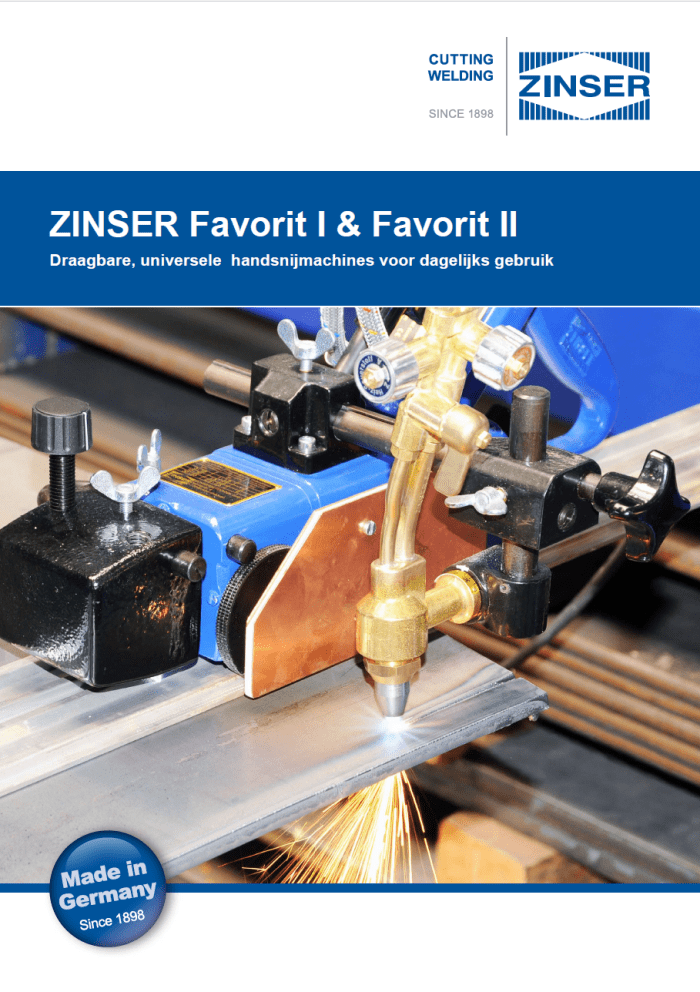 ZINSER portable snijmachine Favorit I en II datasheet