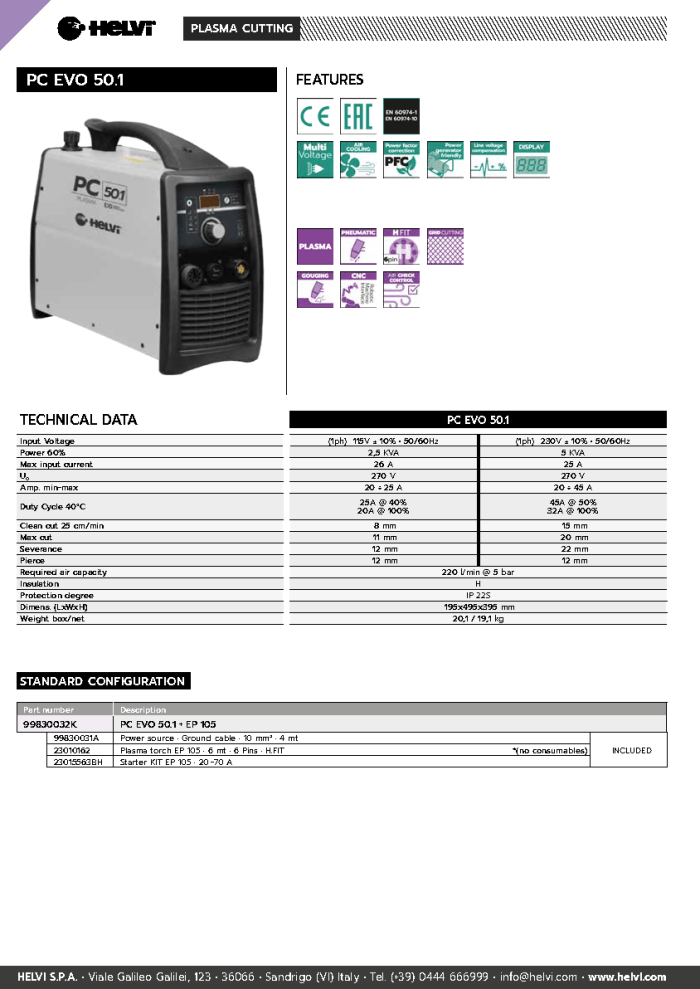 Helvi PC EVO 50.1 datasheet