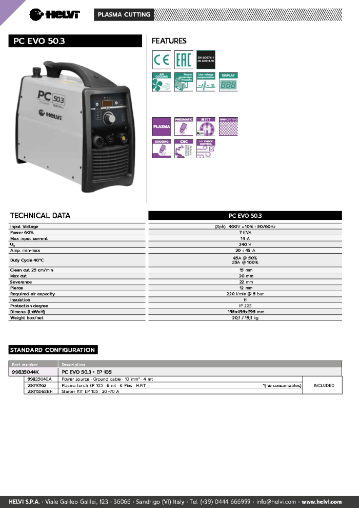 Helvi PC EVO 50.3 datasheet