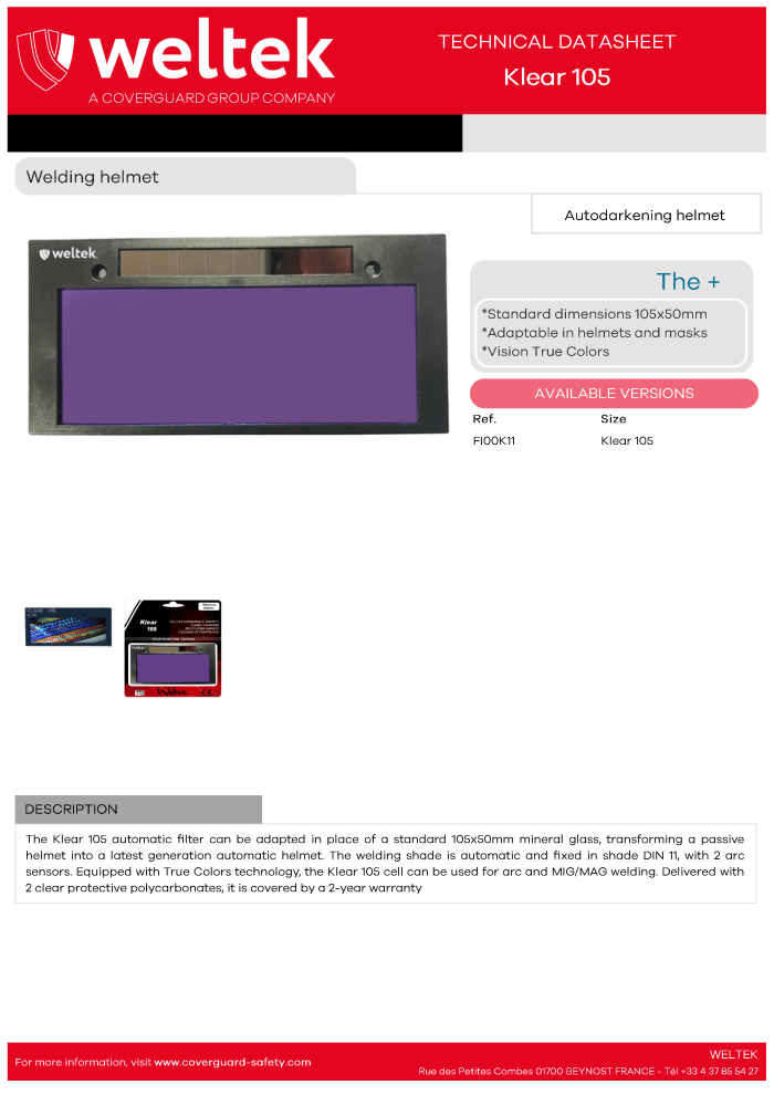 Weltek Klear 105 datasheet