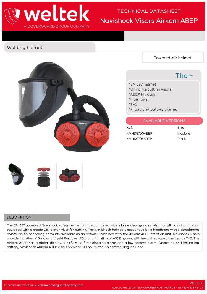 Weltek Navishock Airkem ABEP Visor datasheet